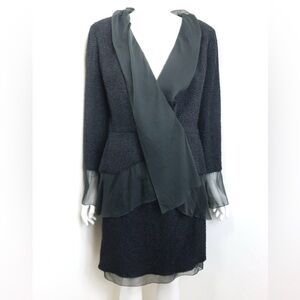 *NWT* Chanel‎ Black Nylon/Wool/Silk Tweed Jacket & Skirt Suit or Midi dress